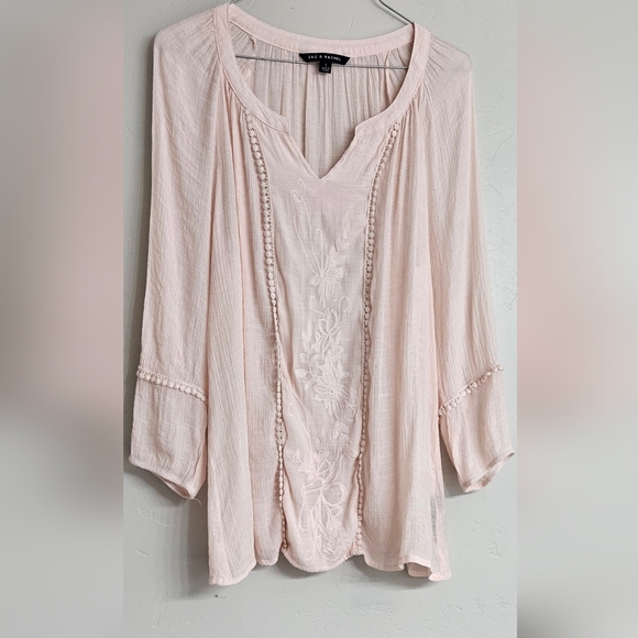 Zac & Rachel Large Soft Pink Mid Sleeve Top V-Neck - Picture 4 of 5
